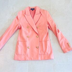 WOMENS EXPRESS BLAZER PEACH CORAL WITH GOLD BOTTONS SIZE SMALL X SMALL
